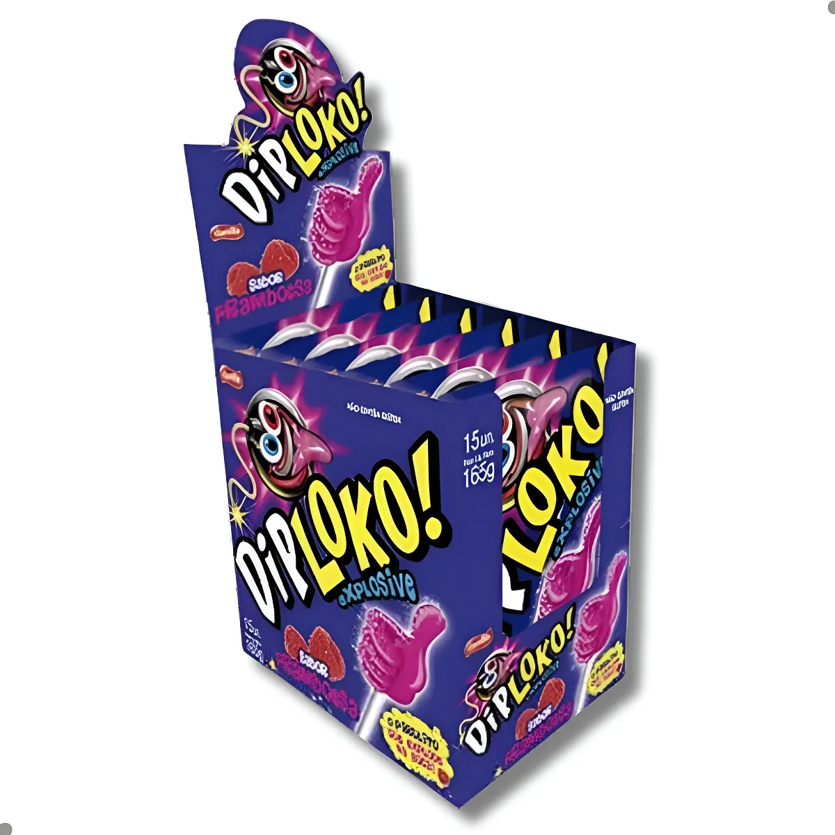 Pirulito dip loko pó explode na boca framboesa15 unid de 11gr