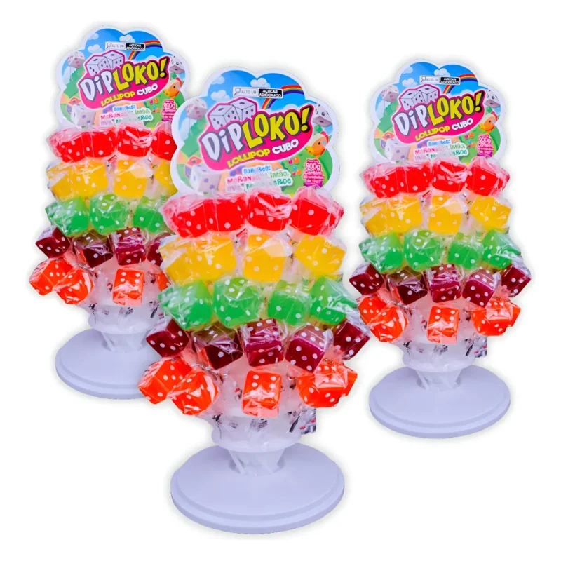 Pirulito lollipop cubo c/60