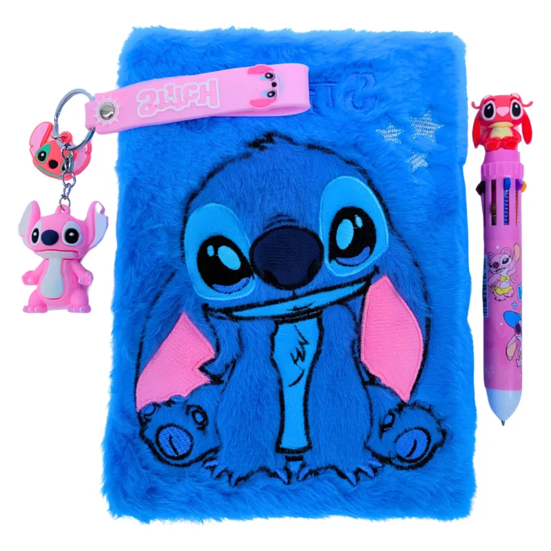 Kit caderno lilo stitch +chaveiro+caneta 10 cores