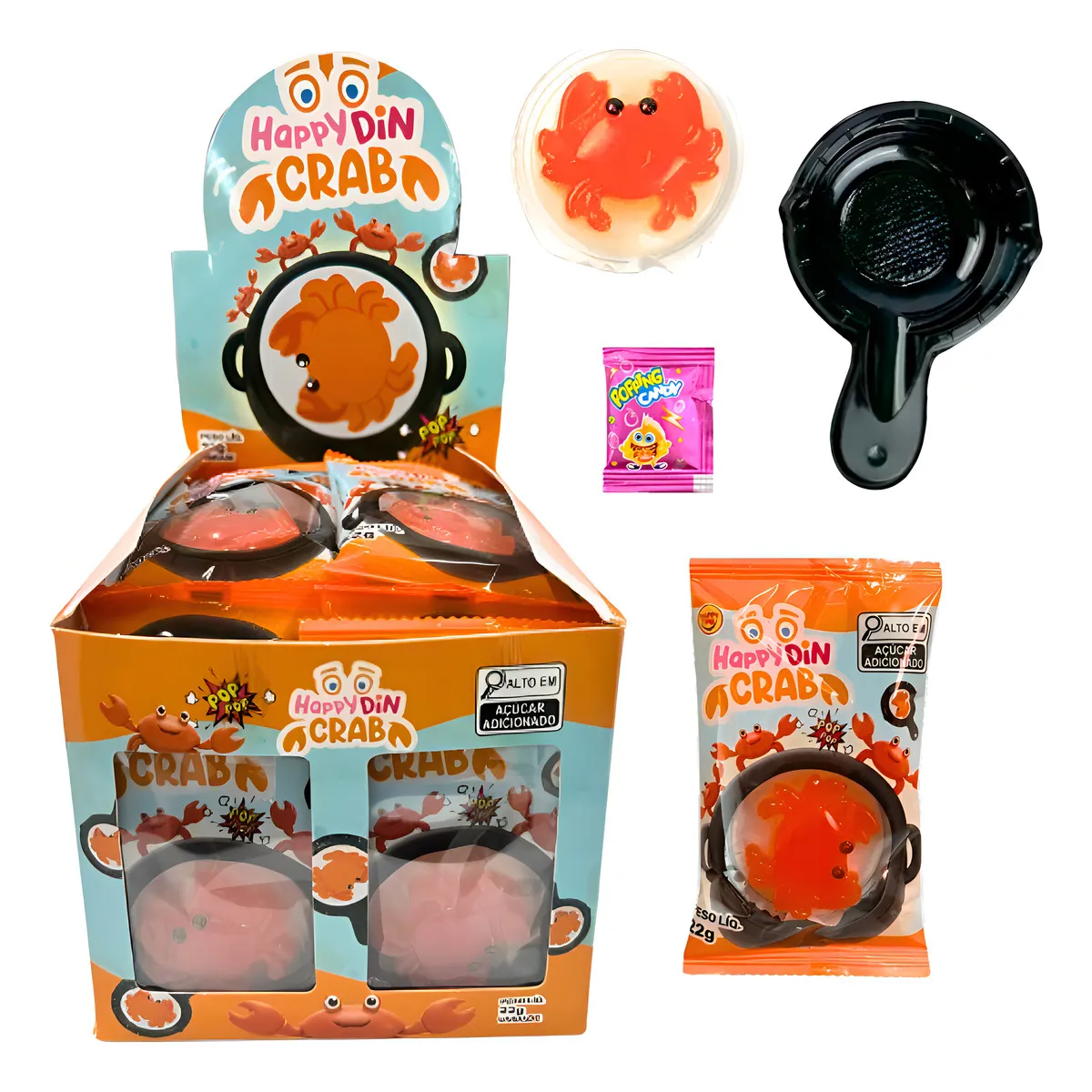 Bala gelatina happy din crab caixa c/24